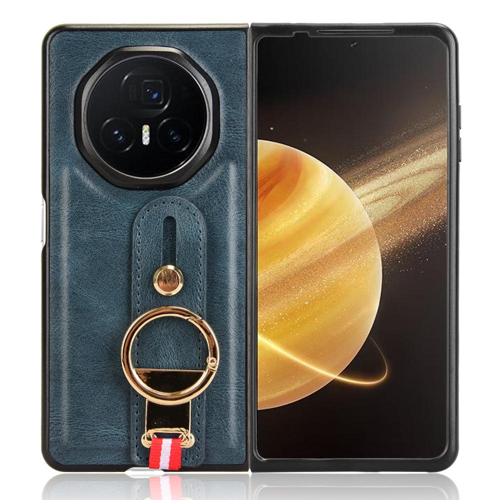 For Honor Magic V3 5G Case Leather+PC+TPU Wristband Cover with Bottle Opener Ring