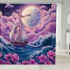 Japanese Style Bathroom Curtain,Cherry Flower Shower Curtain Kids Girls Women Adults Bathroom Decor,Exotic Rustic Style