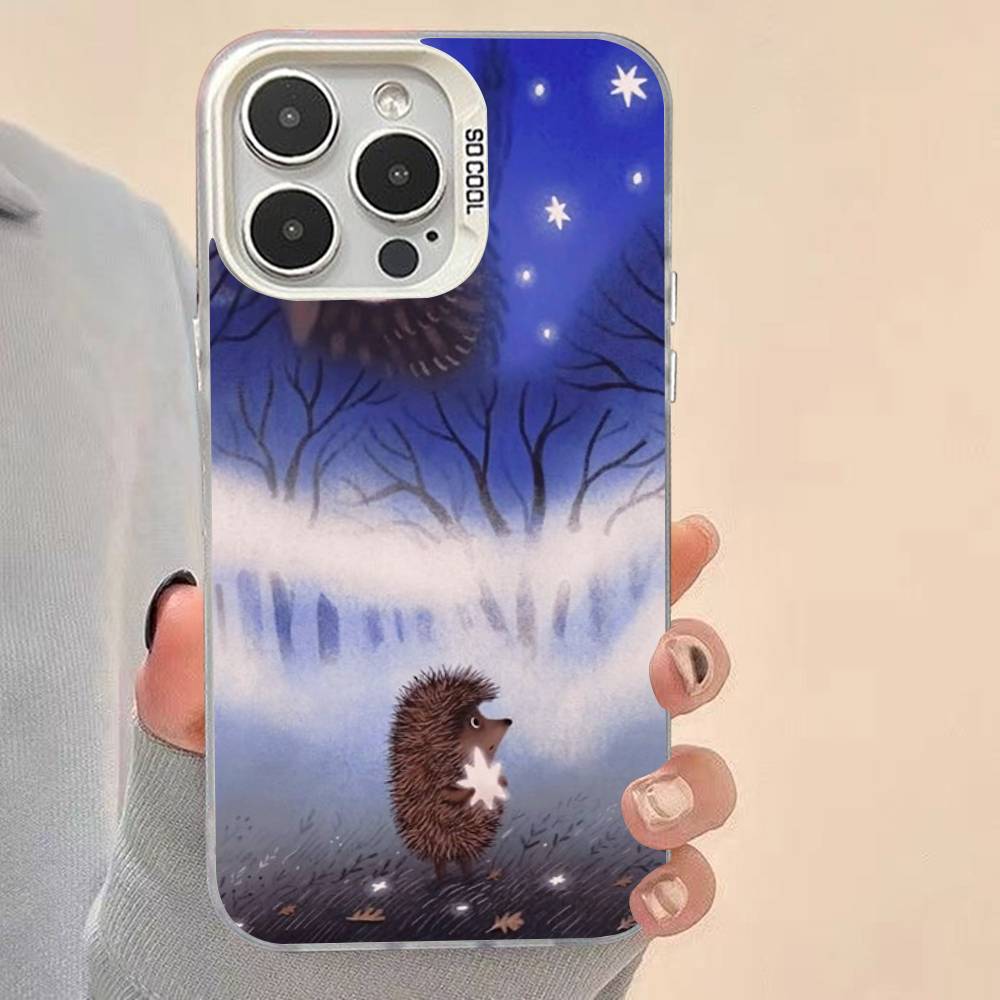 Bright Hedgehog In The Fog Silver Plated Inside Phone Case For iPhone 17 16 15 14 11 12 13 Pro Max Plus X XR XS Max Colored
