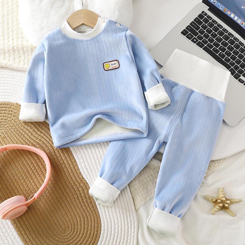 Children's Warm Velvet Underwear Set - Boys & Girls Autumn/Winter Pajamas