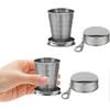 2025 Latest Model 2 Pcs Stainless Steel Collapsible Cup, Foldable Cup with Lid