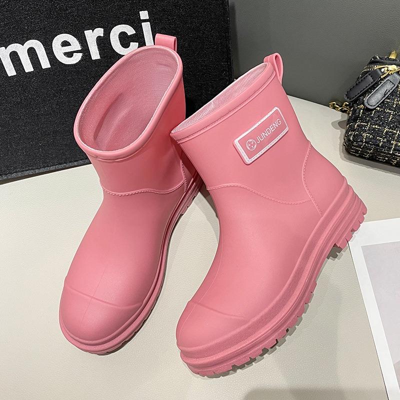 British Women's Rain Shoes Fashionable Women's Wading Shoes Thickened Non-slip Waterproof Rubber Shoes Trendy Overshoes Water Shoes