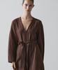 Masimodutti Belt Detail Linen Fluid Knee-Length Dress