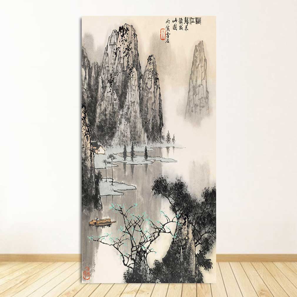 Classic Chinese Ink painting Landscapes Large Size Wall Picture For Living Room Home Decor-7 Huge Size Canvas Print Painting,