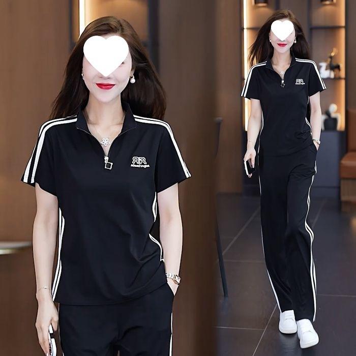 Summer Women's Korean Fashion Slimming Loose Age-reducing Casual Sportswear Suit Western Style Two-piece Set