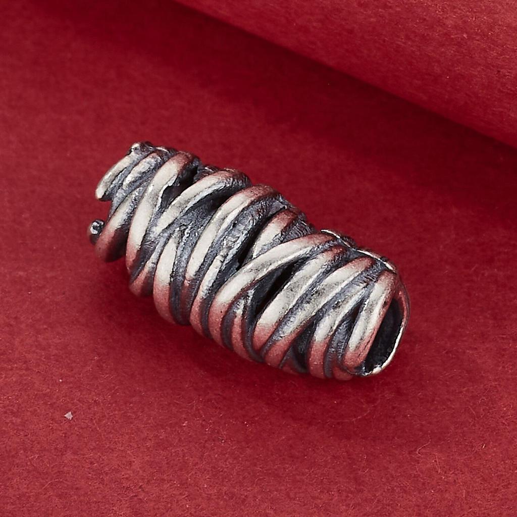 Sterling Silver S925 Retro Barrel & Spacer Beads for DIY Bracelets