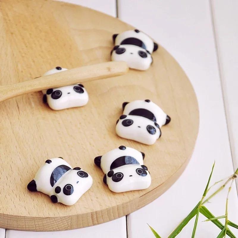 1 Pcs Cute Panda Chopstick Rack Ceramic Ware Porcelain Spoon Fork Chopsticks Holder Table Supply Kitchen Accessories Small Tool