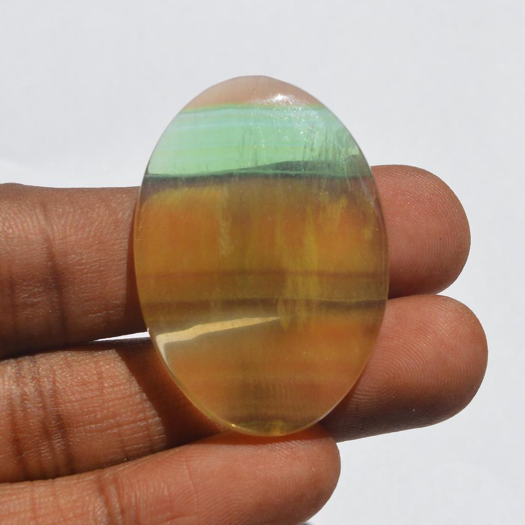 Natural Fluorite Gemstone Cabochon, 70 Cts Fluorite Crystal Oval Shape 40x28 mm