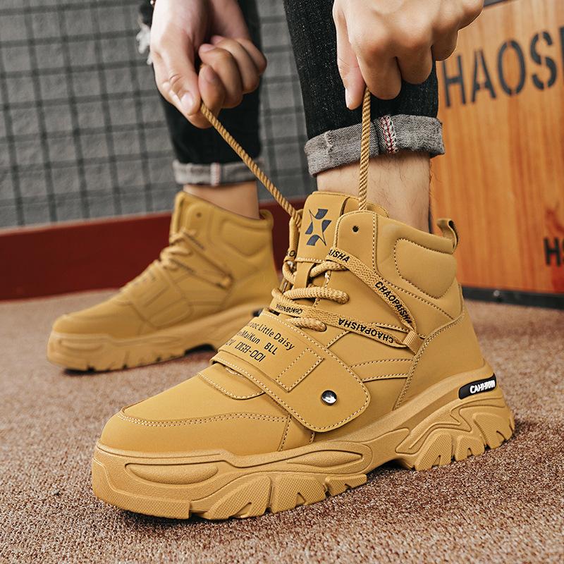 Tooling boots men's outdoor retro autumn and winter platform high-top hiking shoes trend casual Martin tide shoes men