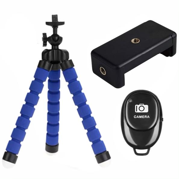 Flexible Cell Phone Tripod Mini Cell Phone Tripod with Cell Phone Holder Regular 1/4-20 Screw 360° Swivel Flexible Travel Tripod