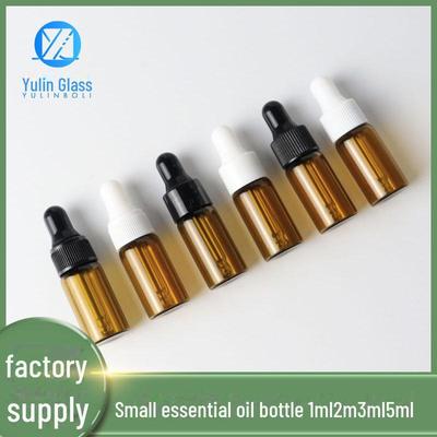 Arbatos atspalvio eterinio aliejaus stikliniai buteliukai su lašintuvu – 1 ml, 2 ml, 3 ml, 5 ml bandomoji pakuotė