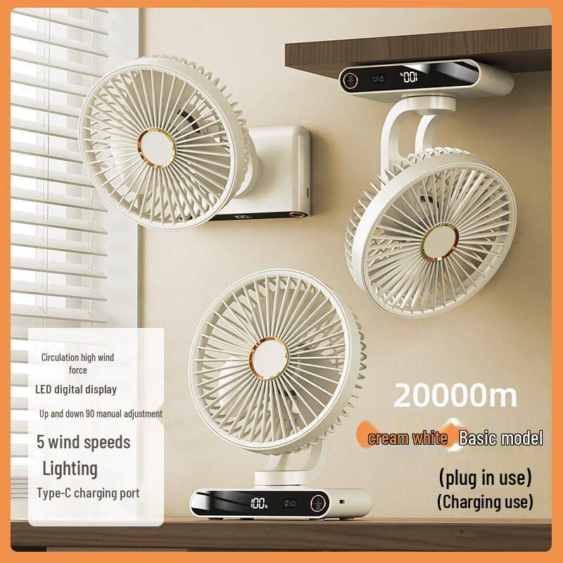 Compact USB Rechargeable Silent Fan for Office, Desktop, Outdoors, Car, Dorm, Bed, and Hanging Use 40000mAh