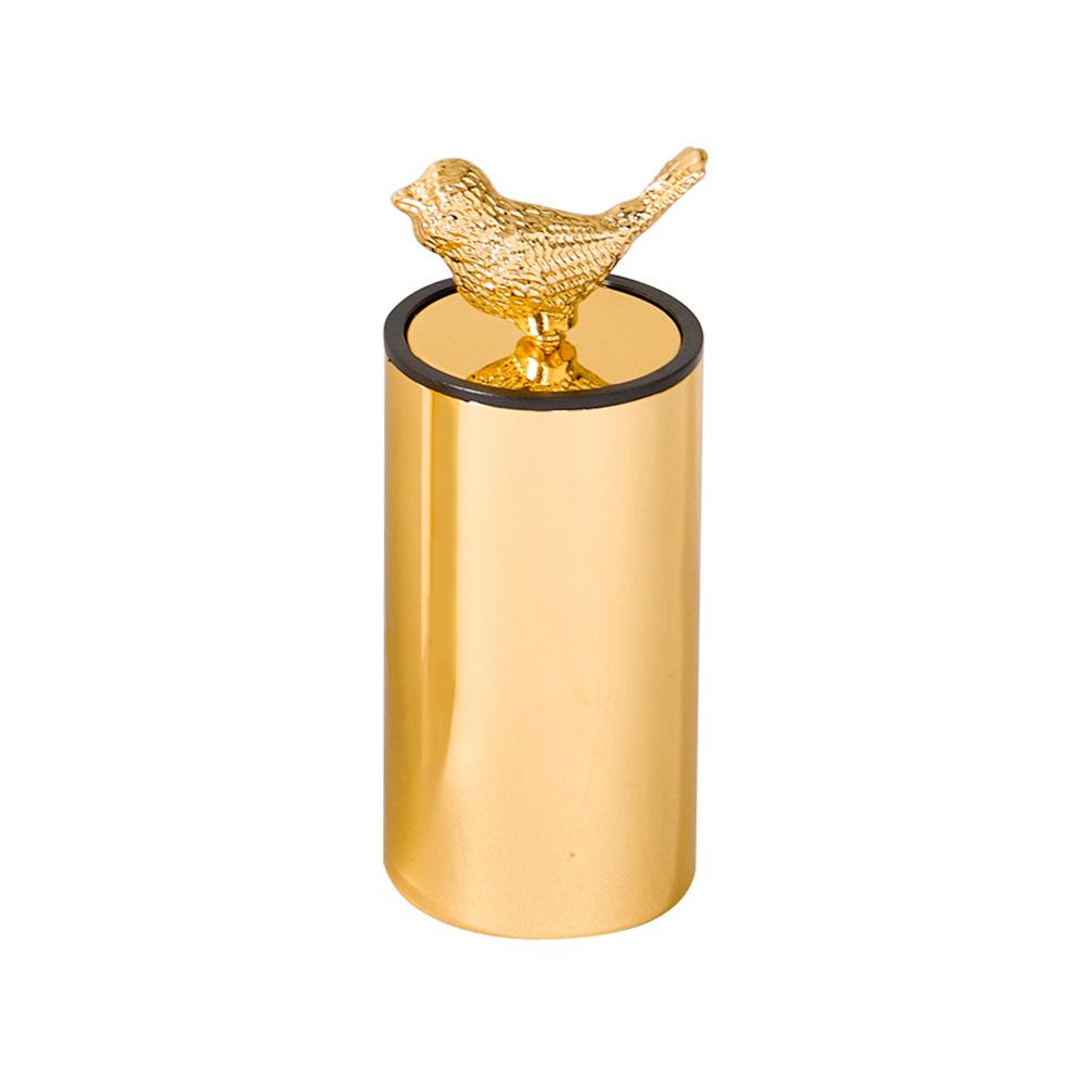 European-style Gold-plated Pressed Toothpick Box Animal Accessories Stainless Steel Toothpick Tube Home Cotton Swab Dispenser