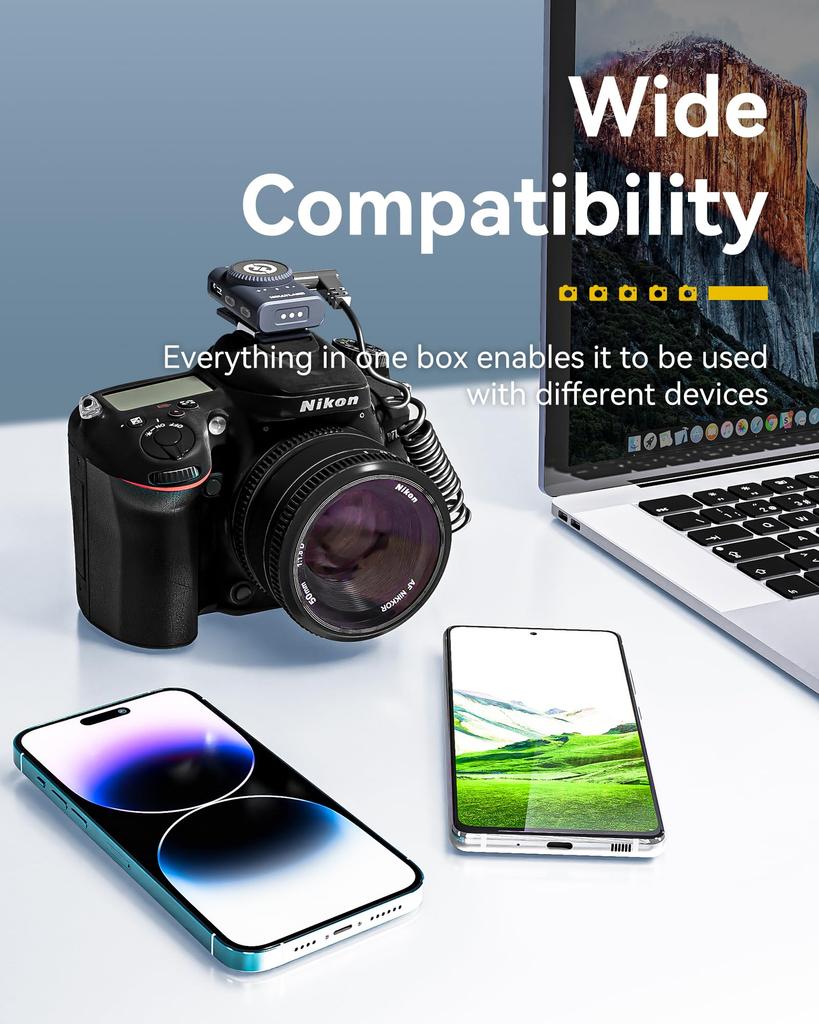 2024 New Lark M2 Camera Wireless Microphone Lapel Microphone Lightweight 9g Camera Compatible Noise Cancelling 300m Transmission Range for Vlogging