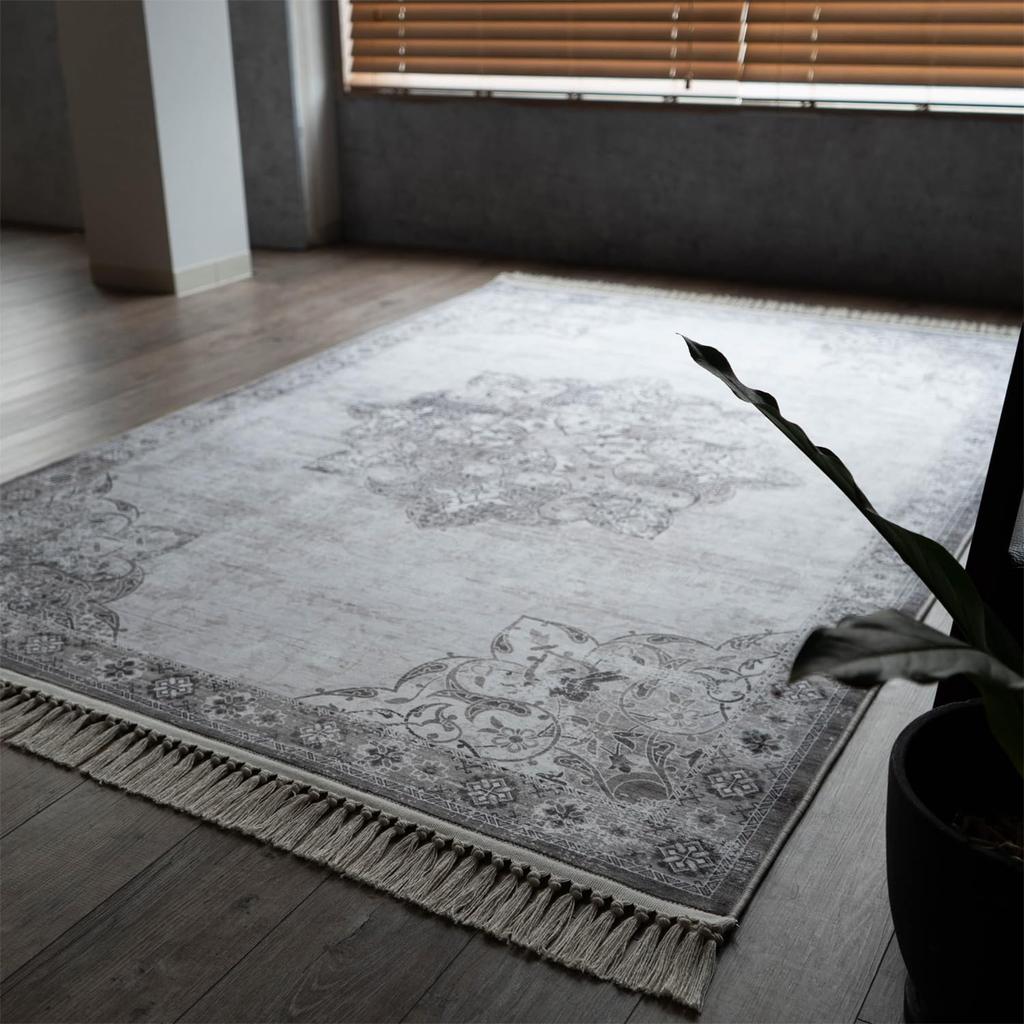 Sayan Sayan Celeste Medallion Vintage Print Cloudy Ivory Rug, 130x190cm,