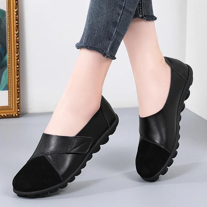 2024 New Women Flats Ballet Shoes Women Cut Out Leather Breathable Moccasins Women Boat Shoes Ballerina Casual Shoes Chaussure