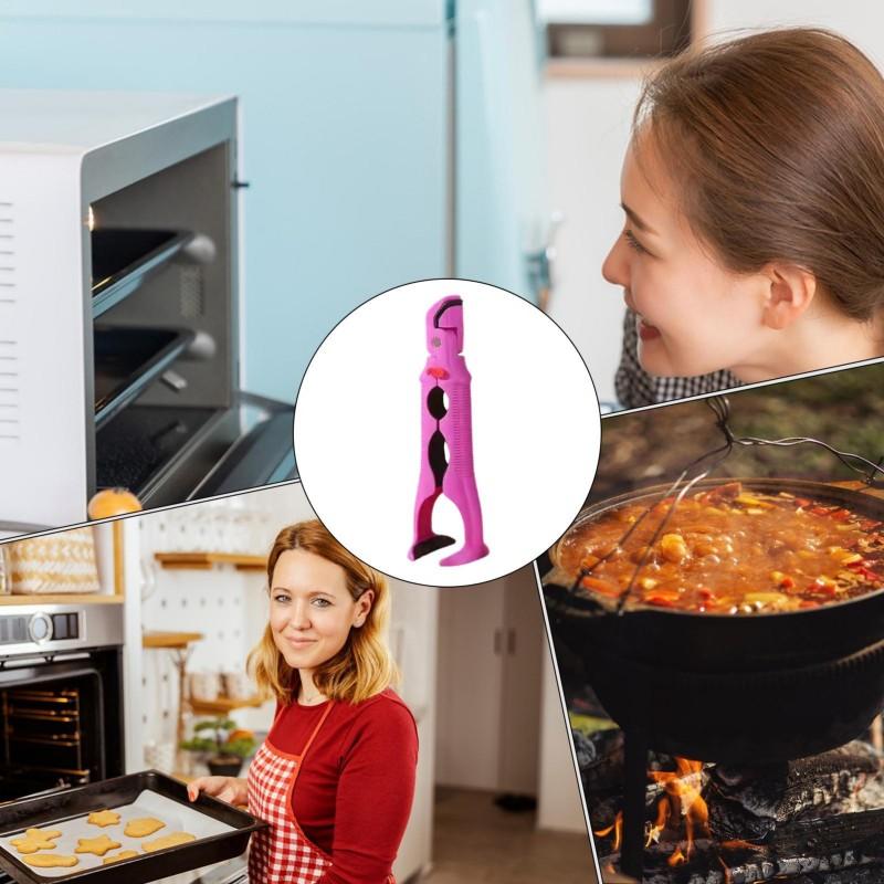 3in1 Anti Scalding Clip Non-Slip Silicone Handle Anti-hot Bowl Plate Clips Thickened Ergonomic Bottle Cap Remover Cooking Tongs Kitchen Use