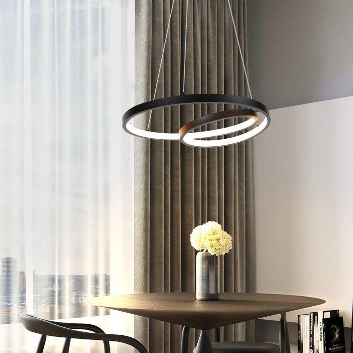 Suspension - NETTLIFE - 40CM - Noir - LED dimmable - Télécommande