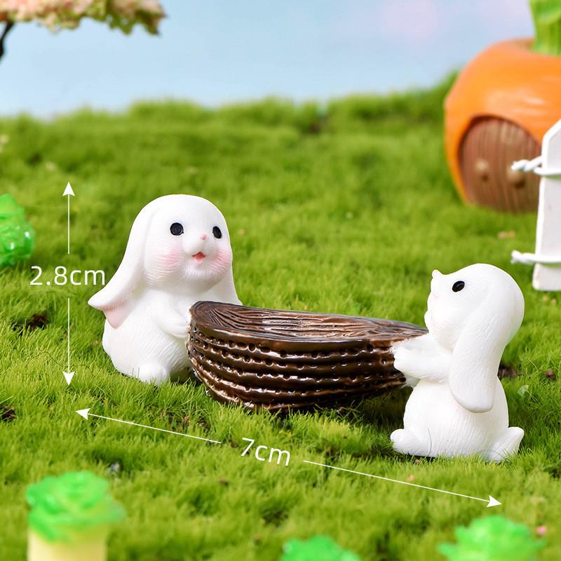 Cute Animal Resin Craft Rabbit Figurines Perfect For Plant Decorations And Terrariums