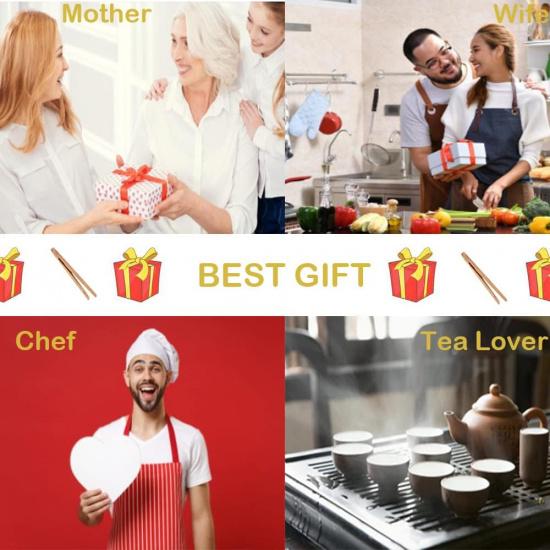 Bamboo Toast Tongs, 7 Inches Mini Wood Cooking Tong with Anti-slip Design Great for Serving Food/Toaster/Bread & Pickles/Sugar/Barbecue,Small Kitchen