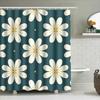Contemporary Floral Print Shower Curtain 180x240cm Green Bath Decor Waterproof Fabric with Hooks for Bathroom Interior Design
