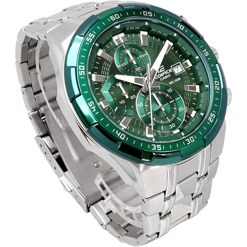 Casio Edifice Men's Chronograph Watch EFR-539DE-3AV Green Stainless Steel 100m Water Resistant