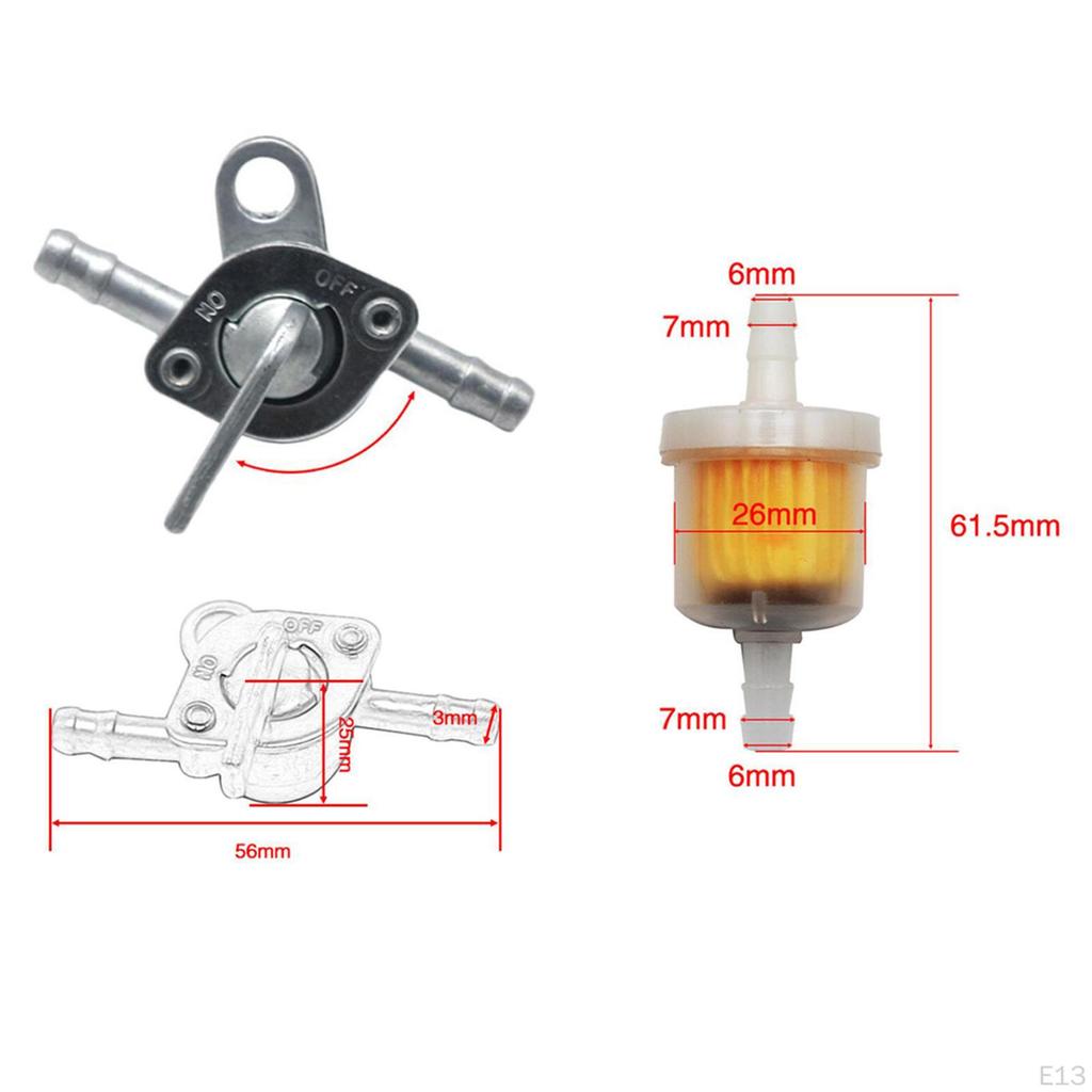 Professional Gas Fuel Switch with Filter Line for Motorcycle Red
