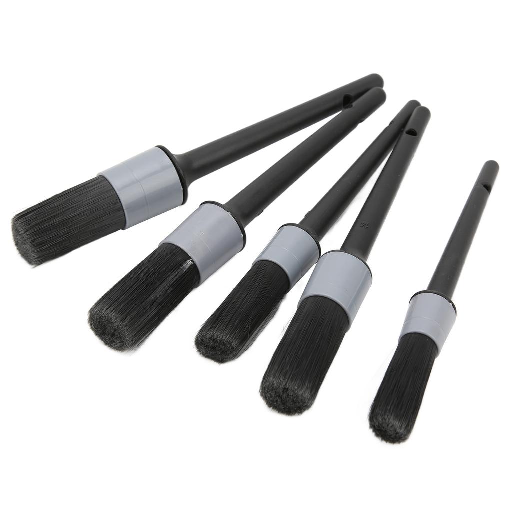 5pcs Auto Detailing Brush Set for Cleaning Car Interior Exterior Engine Exhaust Leather SeatBlack