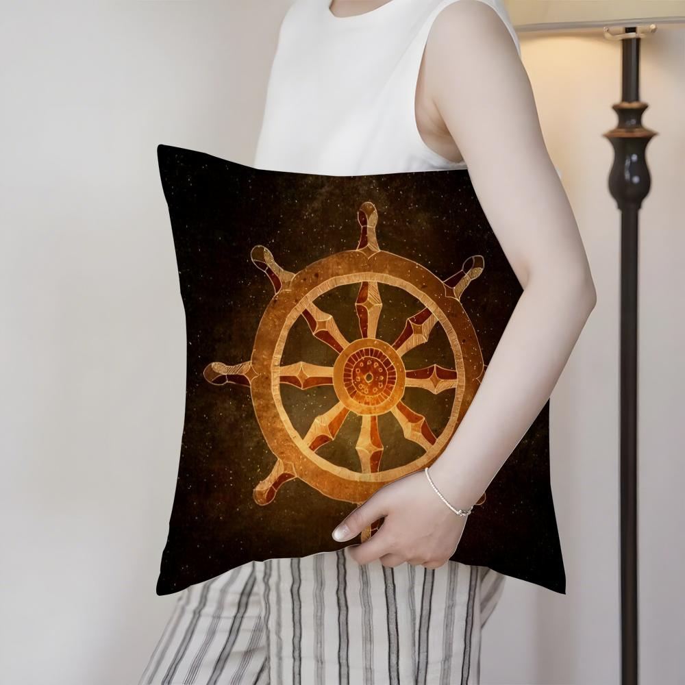 Buddhist Six Paths Of Reincarnation Cushion Cover Silky Elegant Comfort Sofa Bed Invisible Zipper Beach Pillowcase