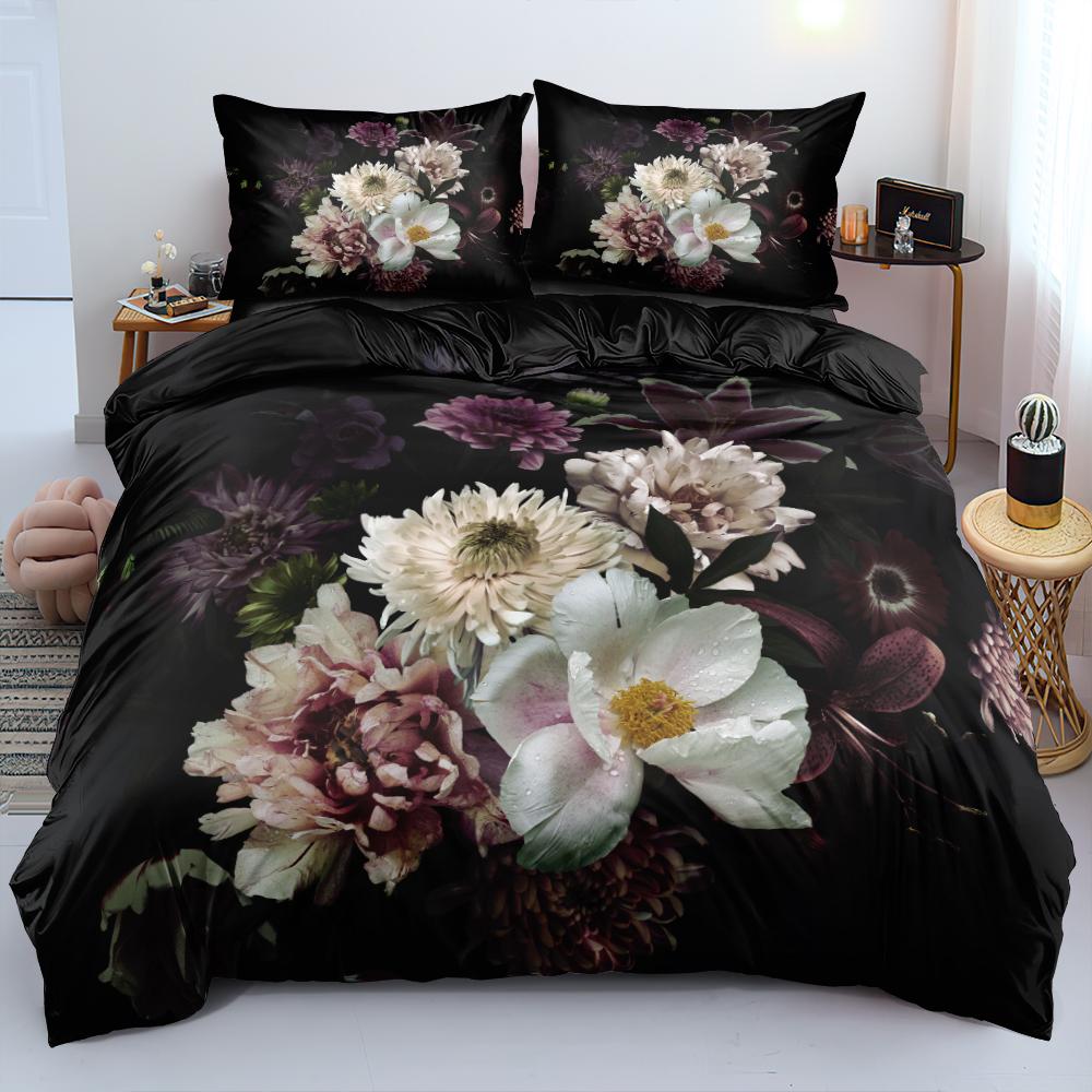 3D Floral Bedding Set Rose Surreal Scene Concept Artwork Duvet Cover King Queen Size Colorful Flowers Green Soft Comforter Cover