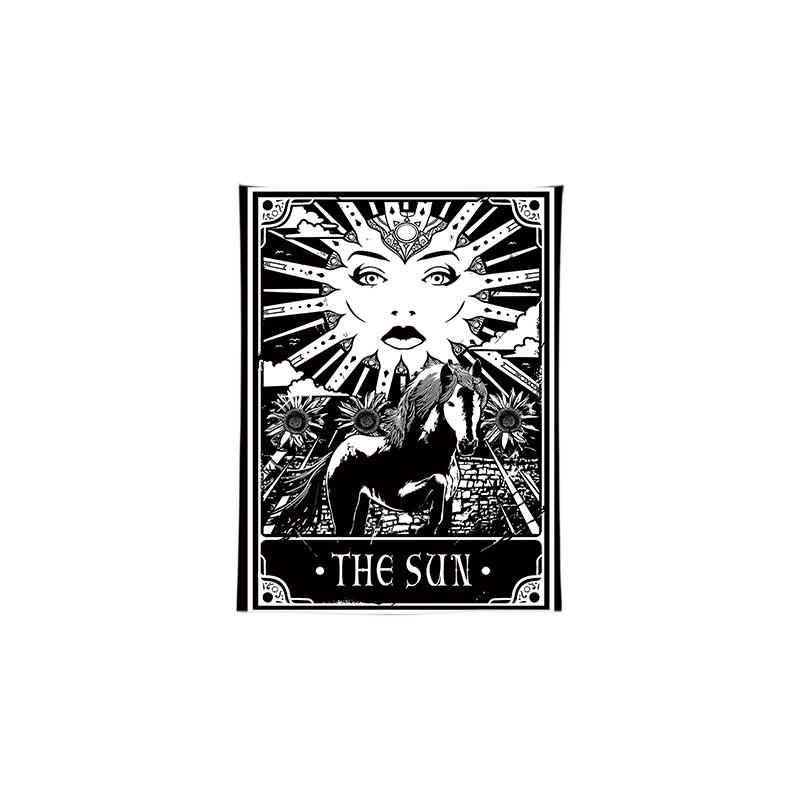 Black White Tarot Card Tapestry Wall Hanging Home Decor for Room Dorm Aesthetic Print Wall Art