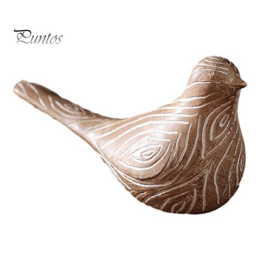 Resin Bird Ornaments Ornaments, Retro Wood Color Figurine, Handmade Carved Unique Home Accessories Decorative Statue for Country Farmhouse Tabletop