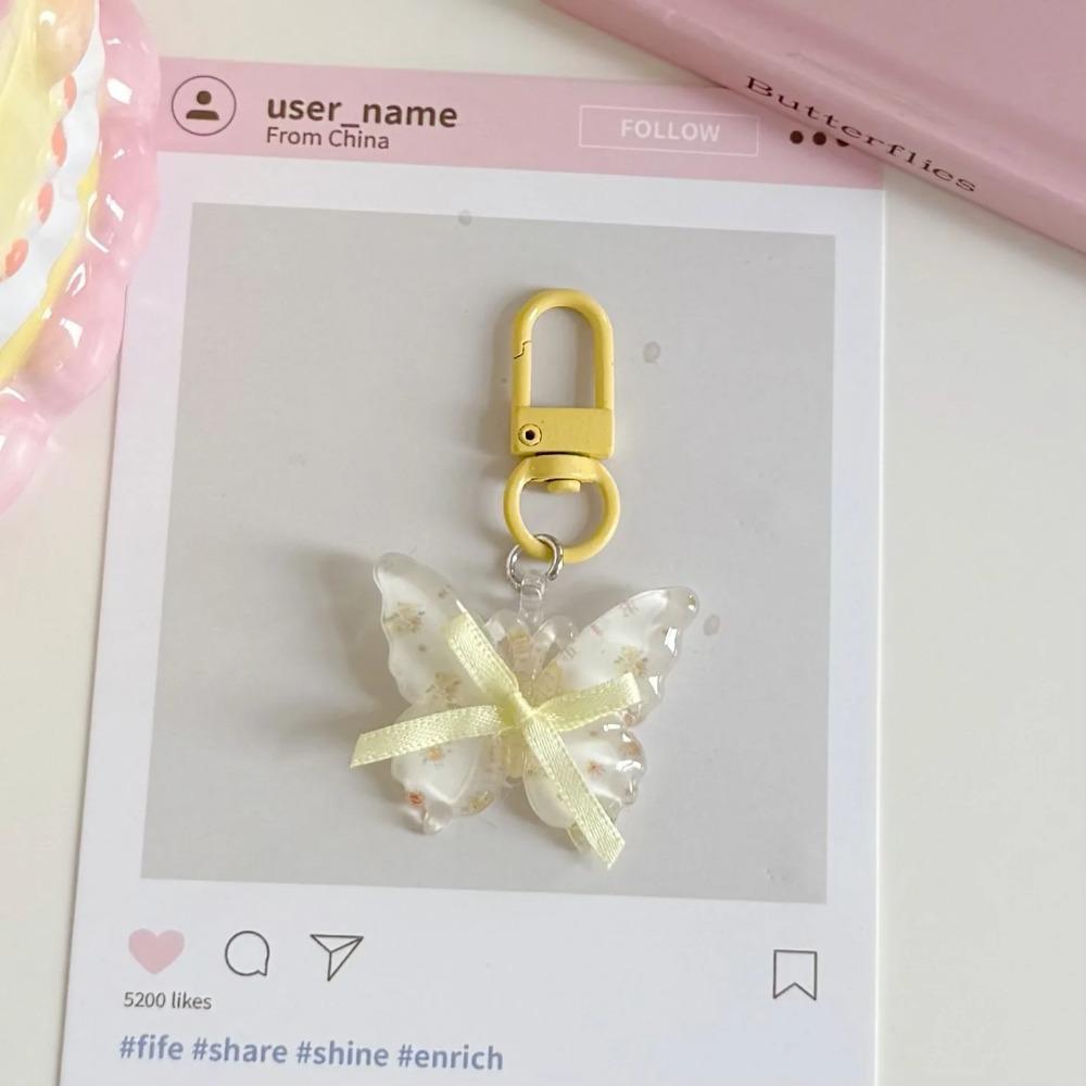 Hangings Butterfly Keychain Super Fairy Jelly Key Chain New Earphone Case Pendant  Girls