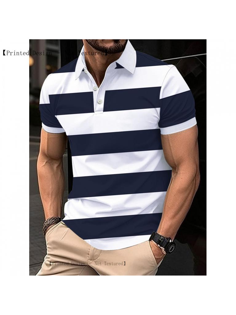 Printed Design – Non-Textured Street Fashion Men's POLO Shirt, Loose Fit, Quick-Dry, Breathable, Turn- Collar, Summer Short-Sleeve, Versatile Daily