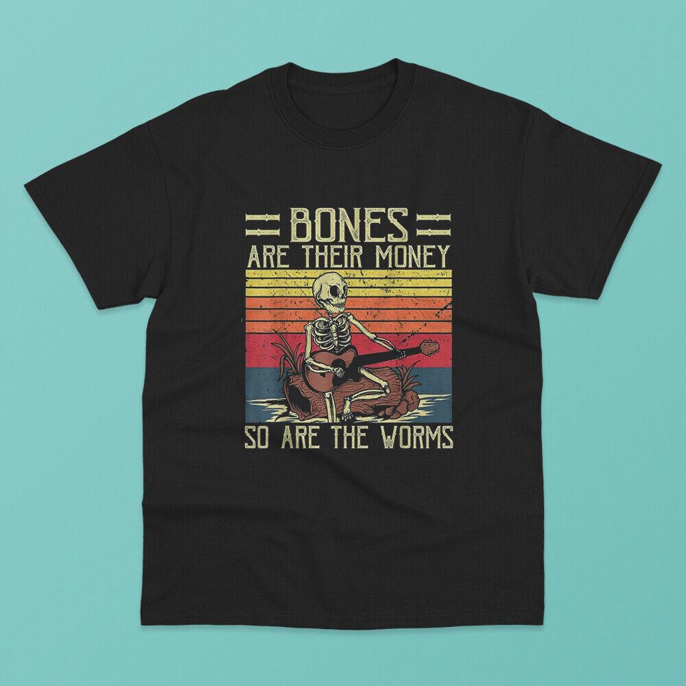 

Футболка унисекс в стиле ретро «Кости — их деньги», скелет, играющий на гитаре