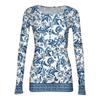 Women's  Slim Bottom T-shirt Fashion Casual Gradient Printing Round Neck Pullover Long Sleeve Top