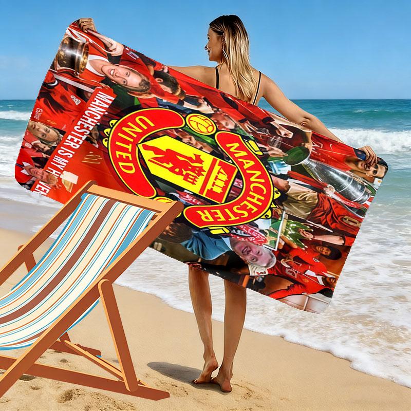 Telo Mare Raw MUFC Passion Print, Telo Grande Morbido Asciugatura Rapida per Spiaggia Campeggio Nuoto