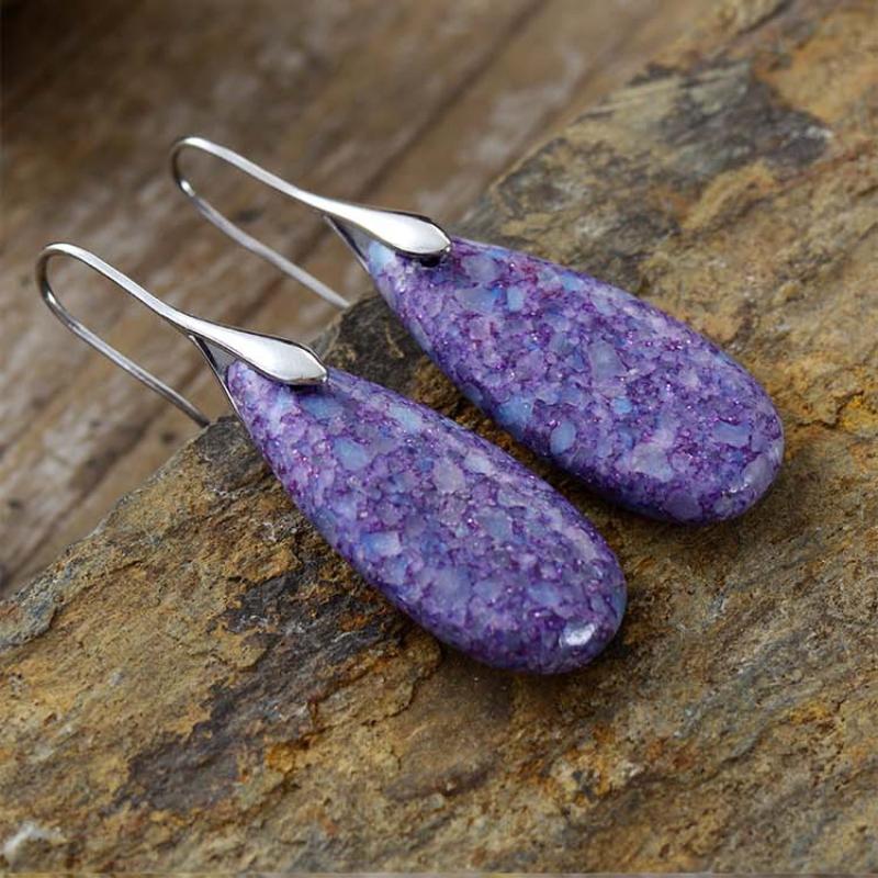 BLINGBAY Dámské náušnice s přívěskem Nové jednoduché náušnice s přívěskem z přírodního kamene ve tvaru kapky Retro oblíbené doplňky moderní šperky dárky