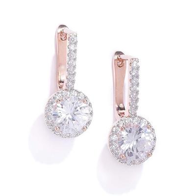 Glitzernder mit Zirkonia besetzter roségoldener Bali-Ohrring für Damen