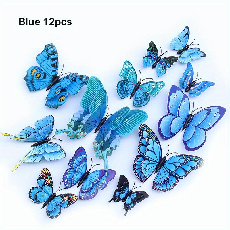 12pcs DIY Wall Art Magnet Stickers 3D Double Layer Butterflies Wall Stickers Living Room Decor Wedding Kids Room Decoration