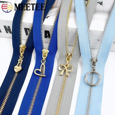 5Pcs Meetee 3# 15-30cm Metal Zippers Bags Closed End Auto Lock Zipper for Clothes Repair Kit DIY Sewing Material Accessories