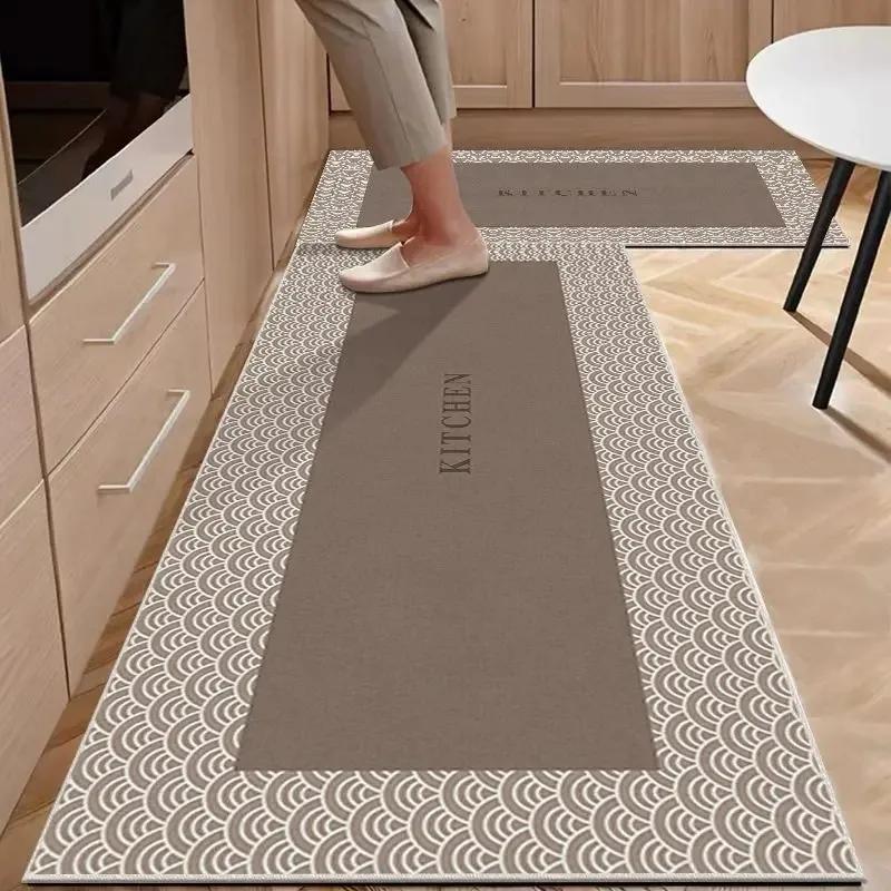Pvc Kitchen Carpet Non-slip Oil-proof Rug Waterproof Leather Floor Mat Modern Long Strip Carpets Alfombra De Cocina