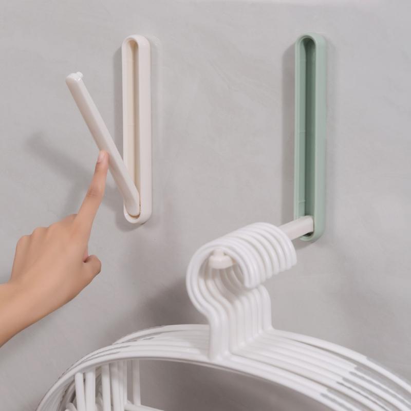 Folding Hanger Storage Rack No Punching Wall Hanging Home Balcony Dormitory Wardrobe Drying Rack Clothespin Collector