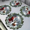 4 Stück/6 Stück Nikolaus & Rentier Leinen Platzset Set - Weihnachts-Elemente Wie Tannenzweige, Schneeflocken und Bunte Kugeln Design - Warm und