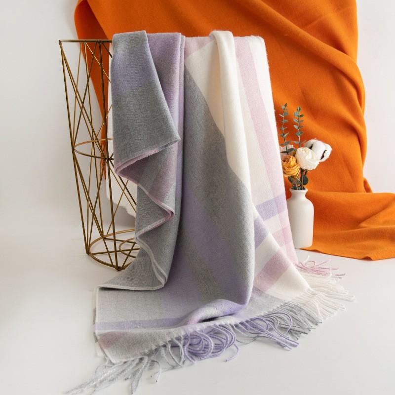 Faux Cashmere Scarf with Plaid Pattern, Thick and Warm, Long Length, Perfect for Autumn and Winter Seasons.