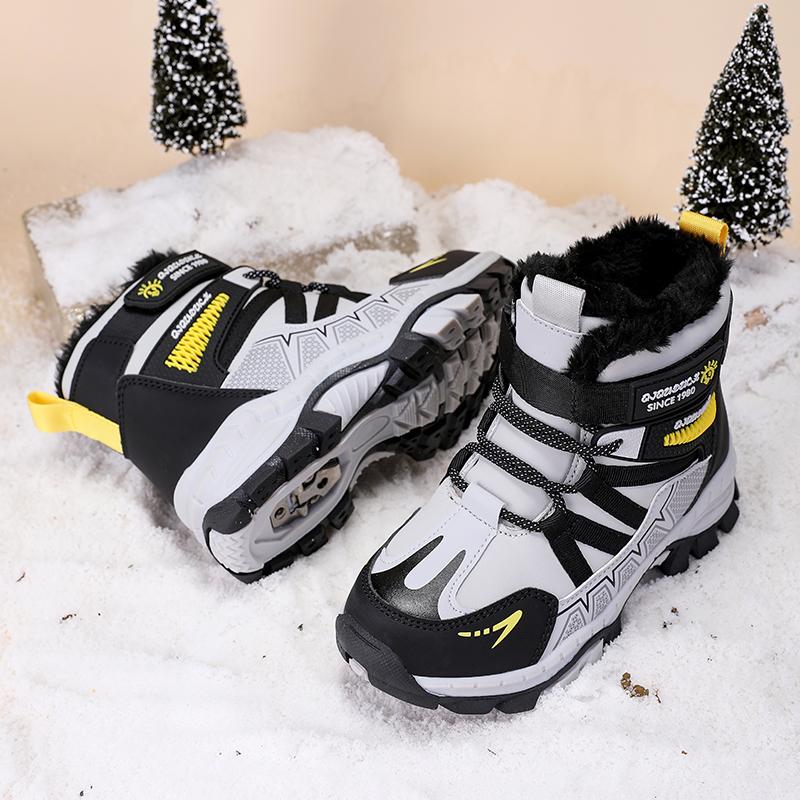 Winter Children's Fashionable Fleece Warm High Top Outdoor Cotton Boots Snow Boots Casual Cotton Shoes
