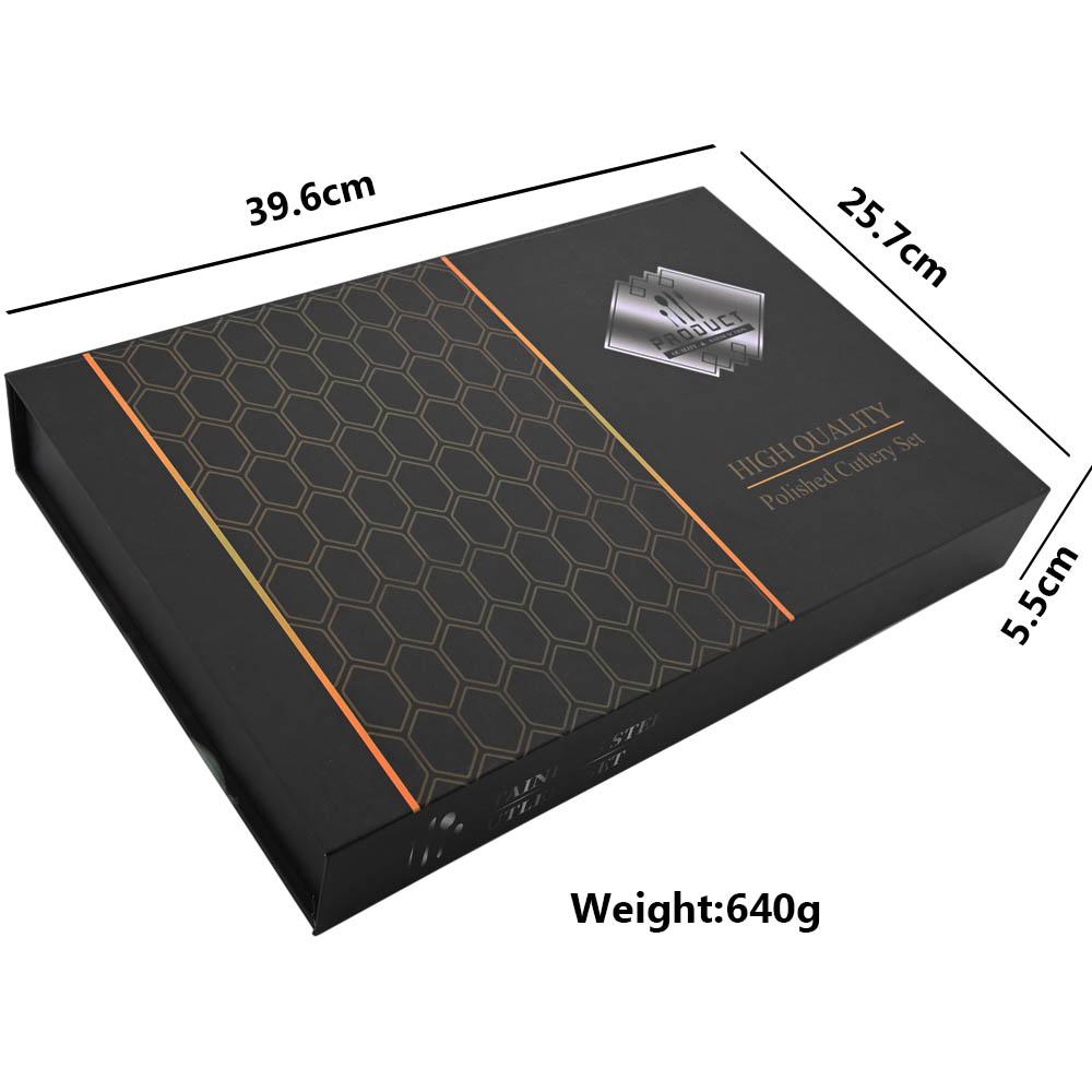 JANKNG Gold 24ks Sada zrcadlového nádobí Sada příborů z nerezové oceli Nůž Vidlička Lžíce Sada příborů Západní luxusní dárková krabička Nádobí