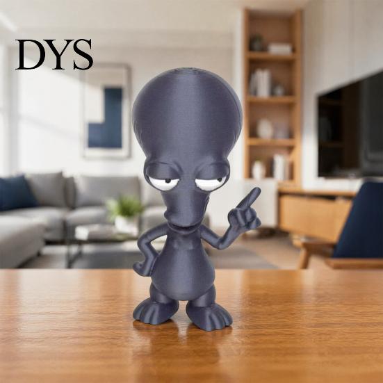 3D Printed Statue Alien Ornament, Funny Figurine, Collectible Big Head Gift for Sci-fi Fans Desk Shelf Decor, Lovers PLA Plastic
