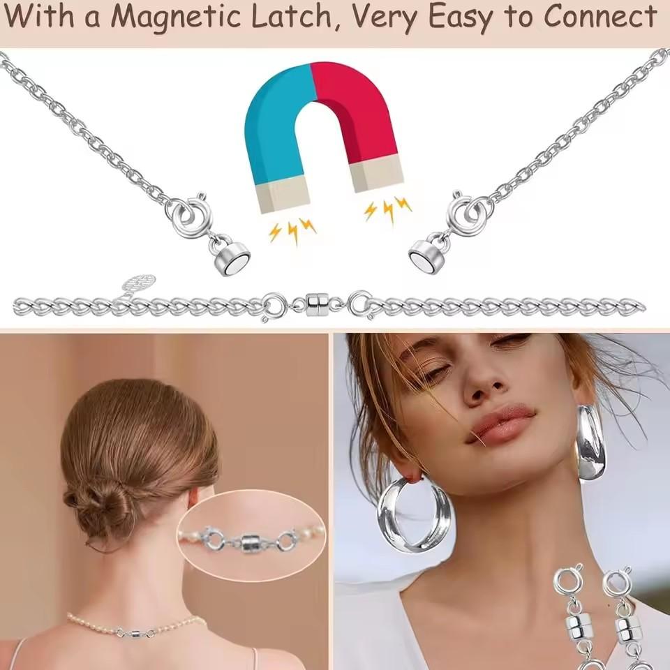Cierres Magnéticos Dobles para Collares Cierres Chapados en Oro y Plata Cierres Convertidores para Joyería Extensores de Collar para Collares Hallazgos para Hacer Joyería