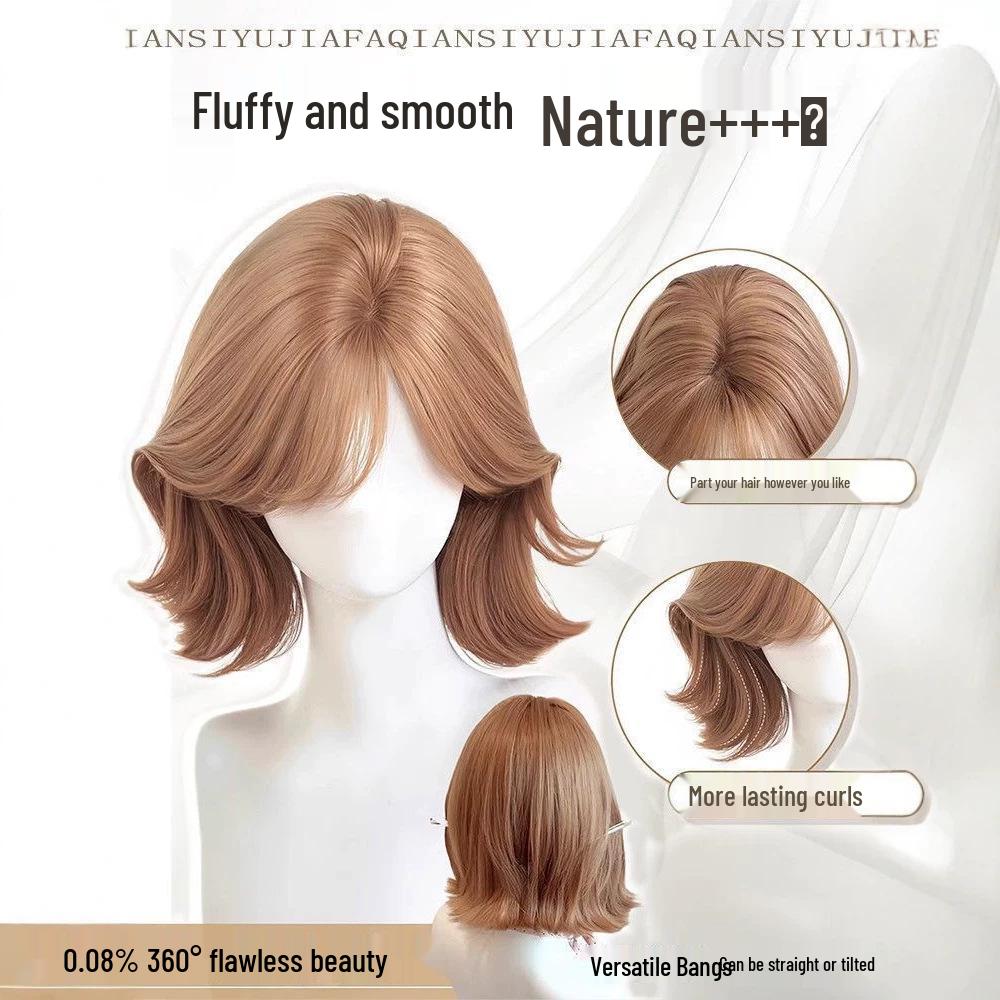Korean Short Curly Wig for Women – Natural, Age-Reducing, Perky, Flipped Out Style with Invisible Cap